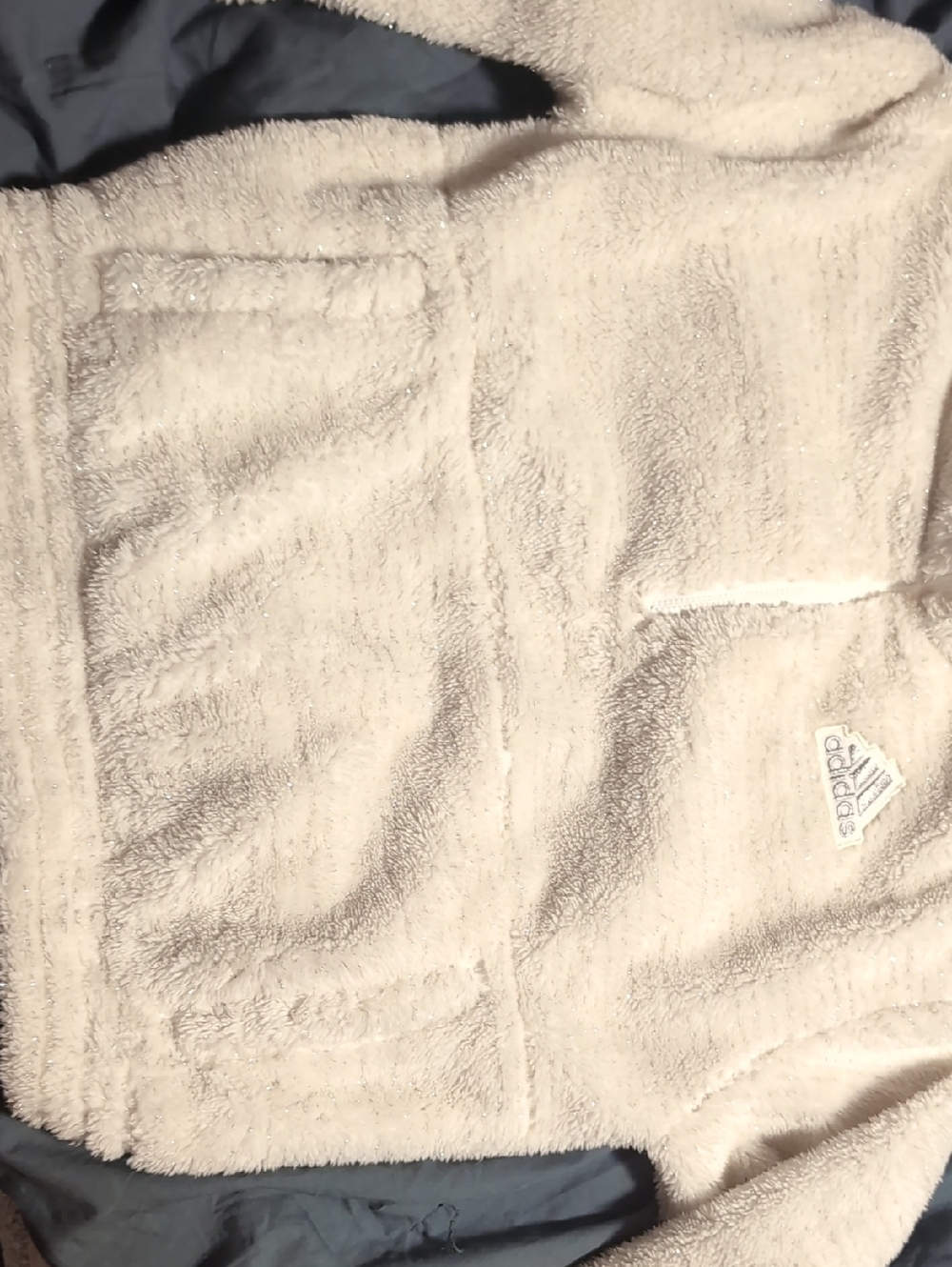 adidas Off-White Sherpa Hoodie with Embroidered Logo